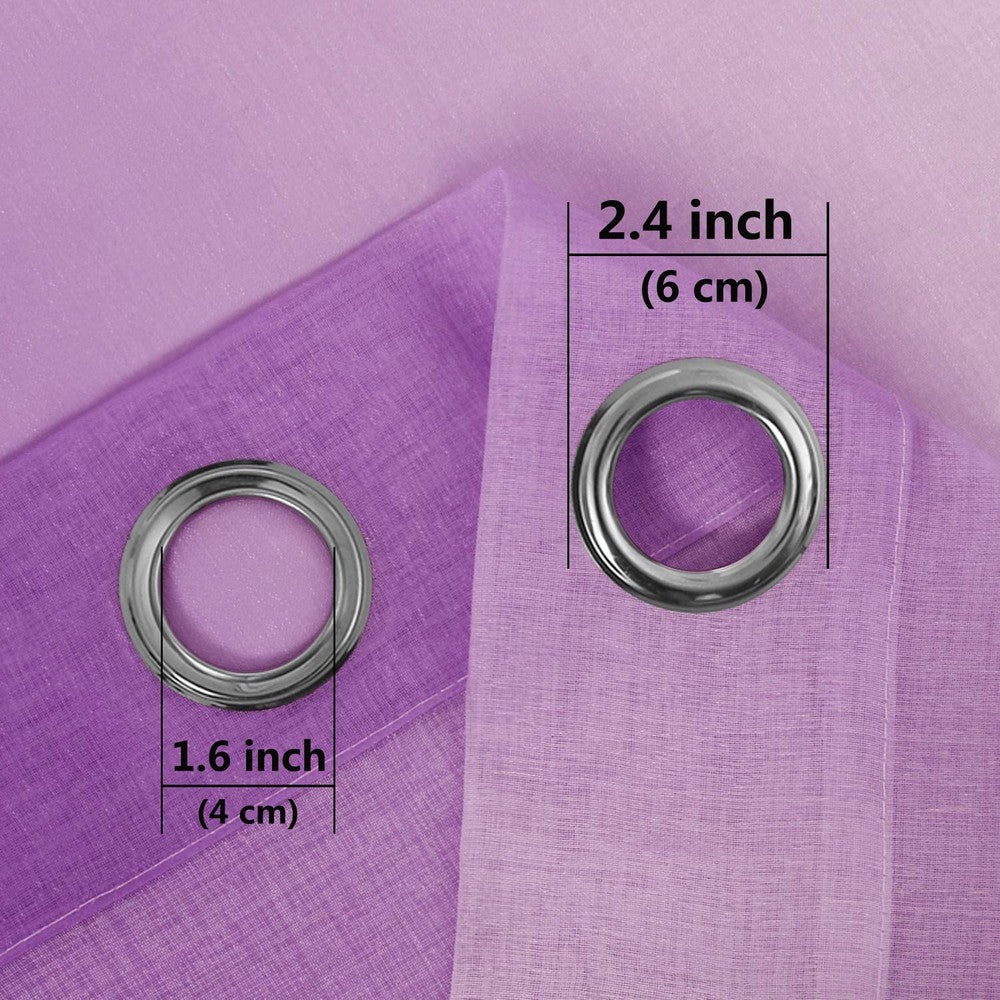 1.32x1.83M Set of 2 Drape Panels Light Filtering Semi Sheer Grommet Curtains Grommet Top Curtains Home Decorations for Bedroom Living Room Purple