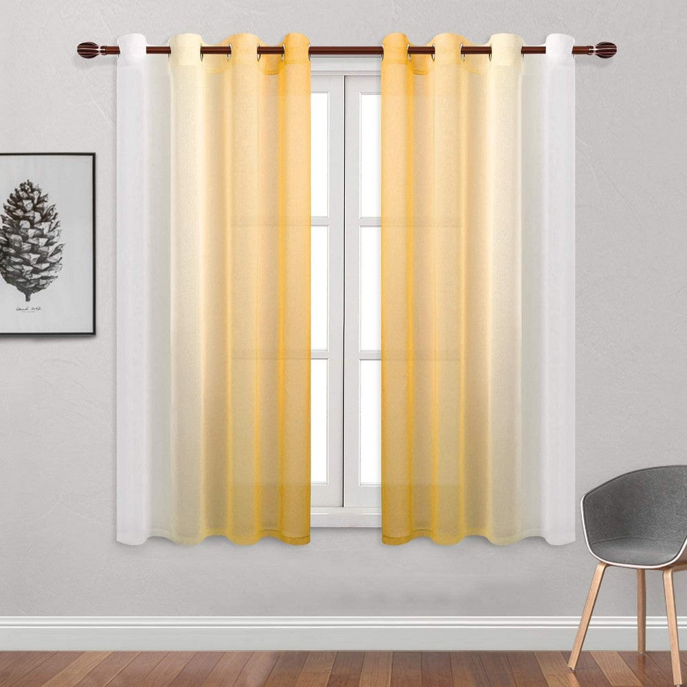 1.32x2.14M Set of 2 Drape Panels Light Filtering Semi Sheer Grommet Curtains Grommet Top Curtains Home Decorations for Bedroom Living Room Yellow