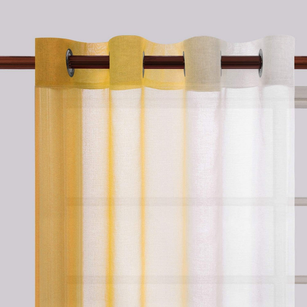 1.32x2.14M Set of 2 Drape Panels Light Filtering Semi Sheer Grommet Curtains Grommet Top Curtains Home Decorations for Bedroom Living Room Yellow