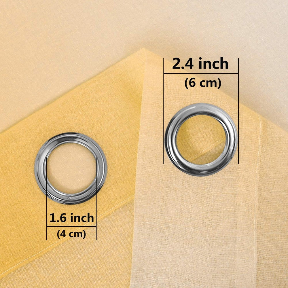 1.32x2.14M Set of 2 Drape Panels Light Filtering Semi Sheer Grommet Curtains Grommet Top Curtains Home Decorations for Bedroom Living Room Yellow