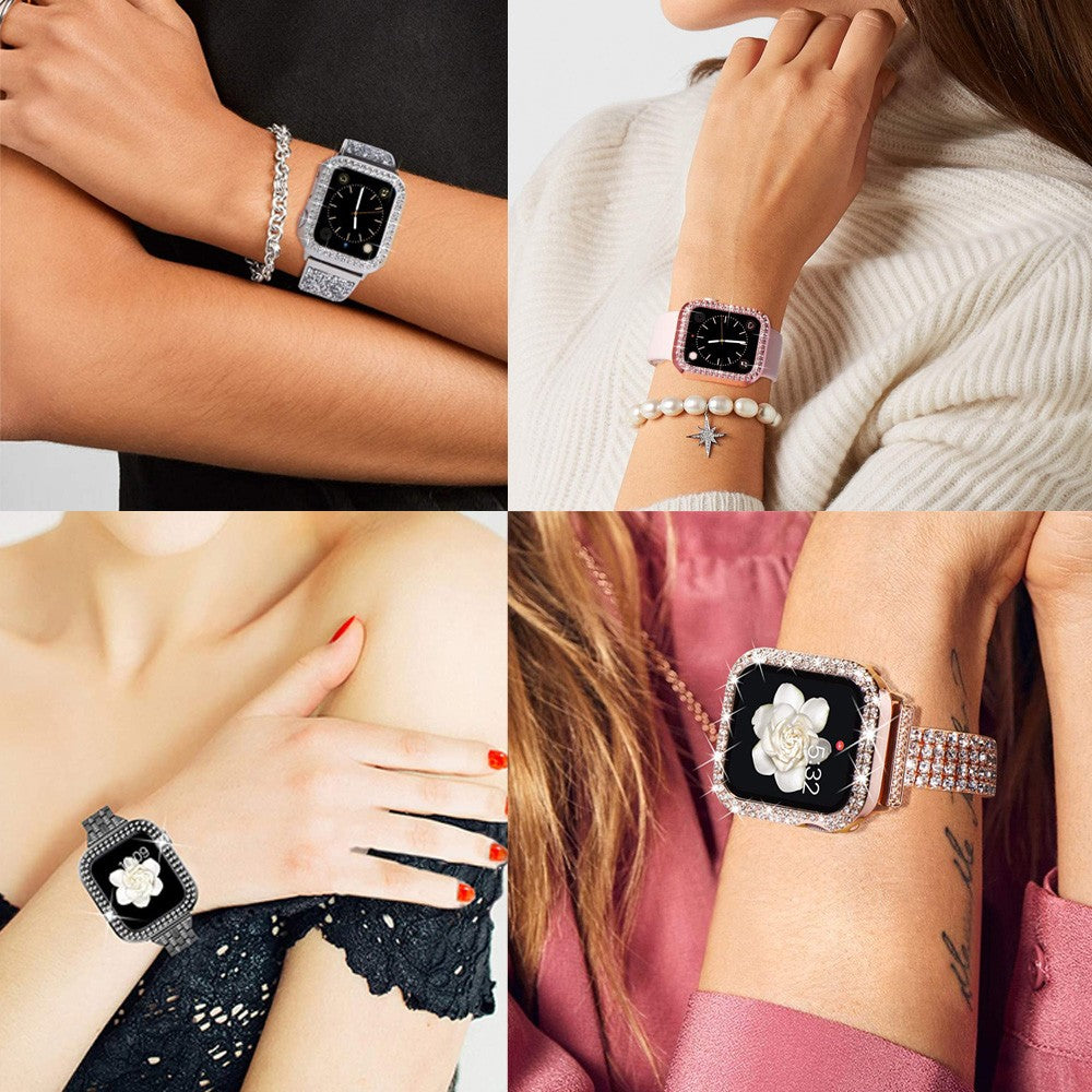 4 X Bling Rhinestone Design Watch Cases Protective Cover Watch Caps for iWatch Compatible for Apple Watch 40mm