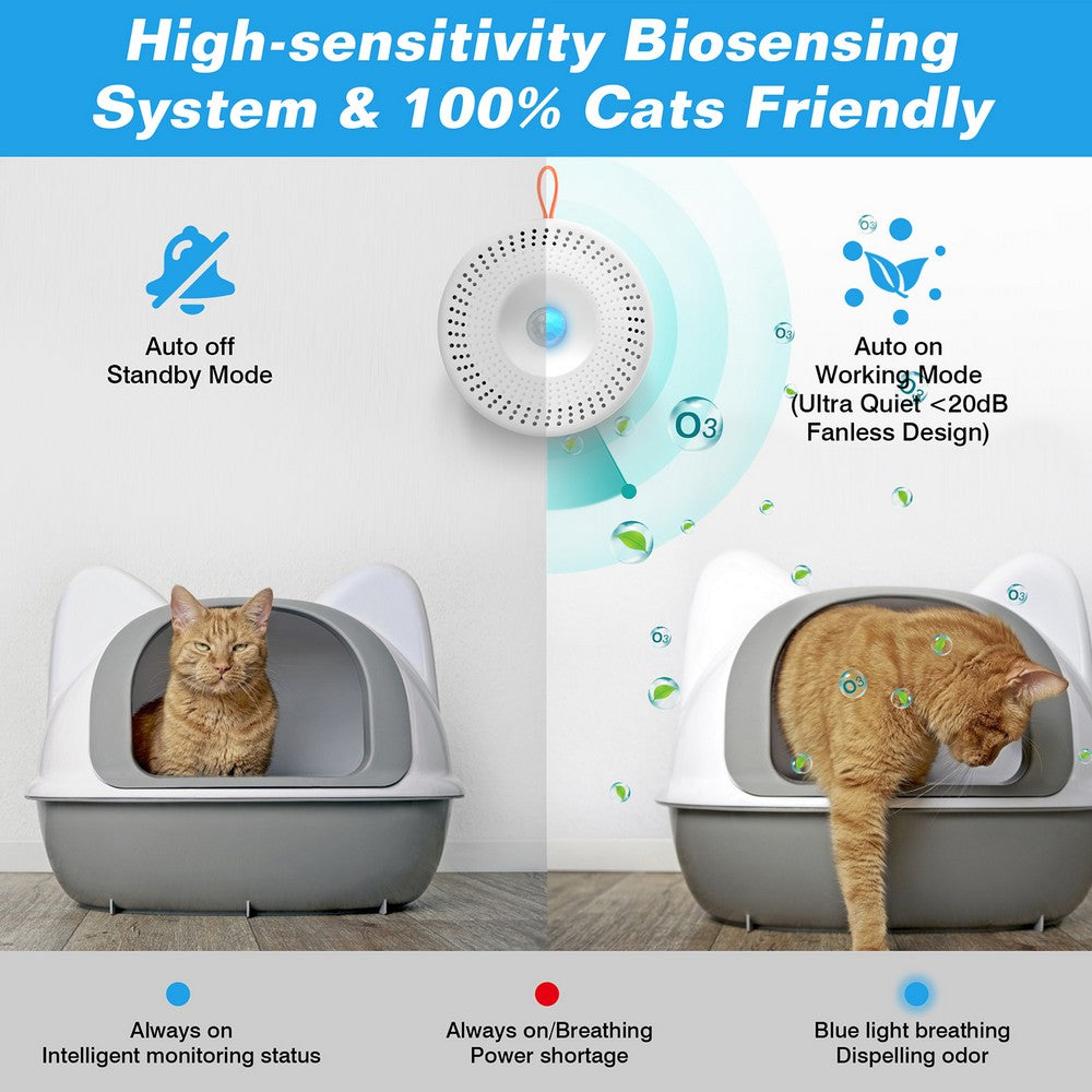 USB Rechargable Cat Litter Deodorizer Pet Litter Box Odor Eliminator for Cat Litter Box Bathroom Wardrobe Kitchen and Small Area