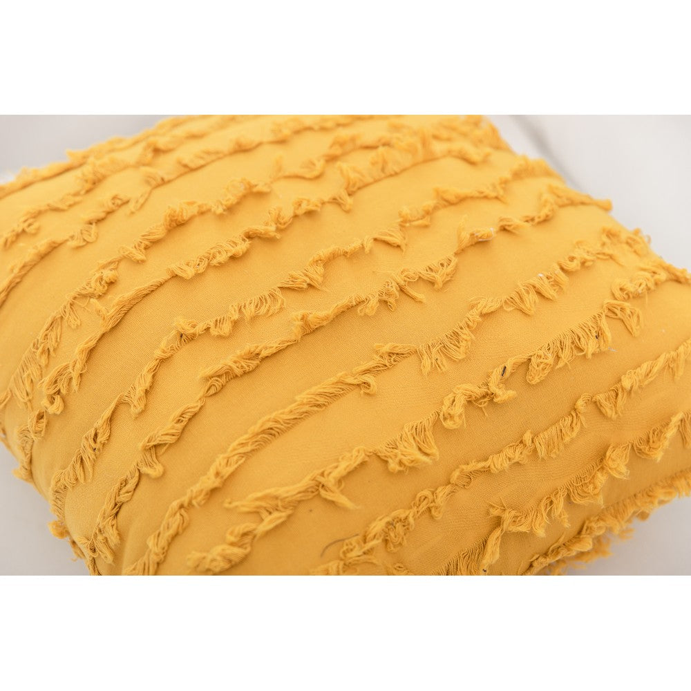 2PCS 45 x 45CM Home Decorative Tassels Design Boho Throw Pillow Cases Cotton Linen Striped Cushion Covers for Sofa Couch Living Room Bedroom Yellow