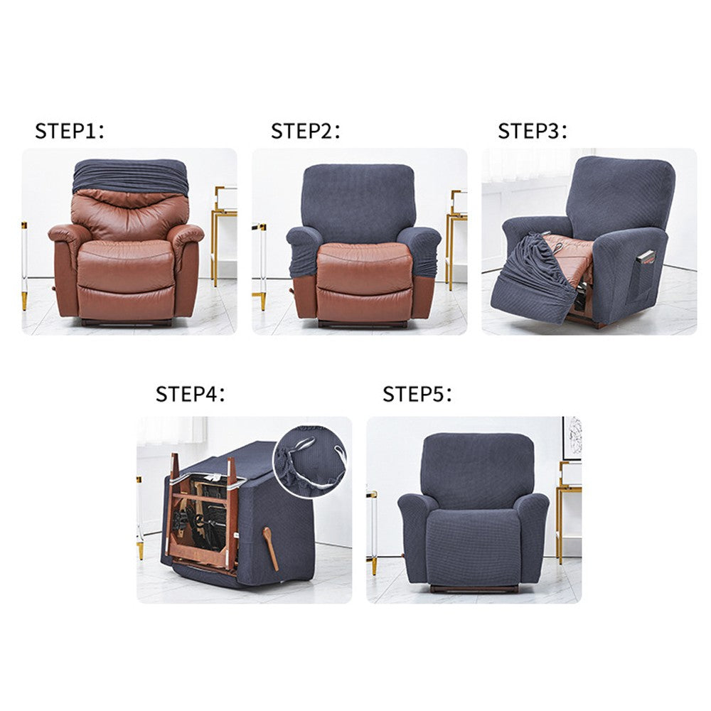 Stretch Recliner Cover Soft Recliner Chair Slip Cover Recliner Couch Slipcover Lift Reclining Cover Navy Blue