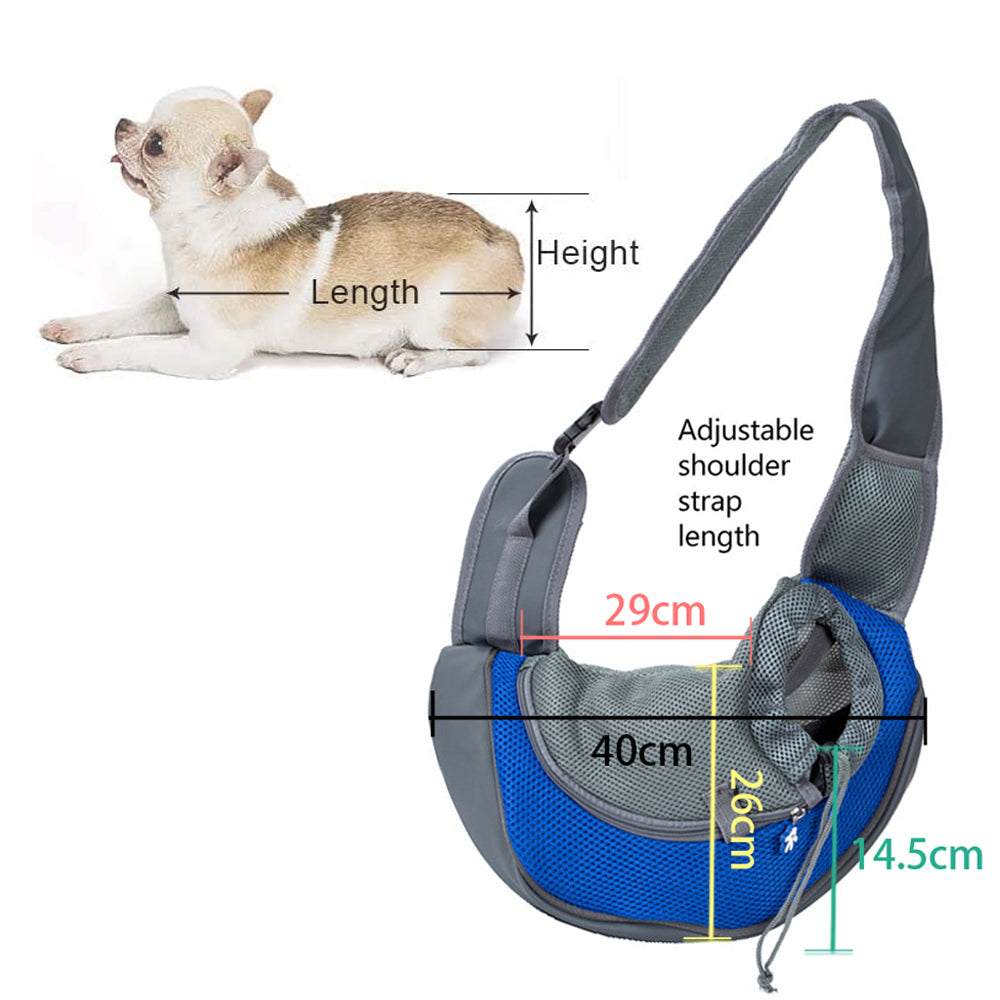 Pet Dog Sling Carrier Outdoor Adjustable Shoulder Bag Mesh Bag for Small Dogs Cats Puppies Blue M