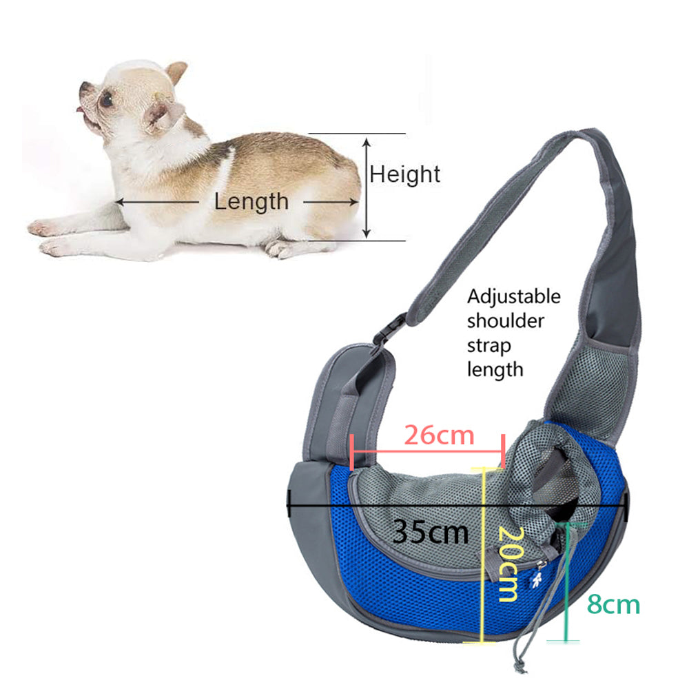 Pet Dog Sling Carrier Outdoor Adjustable Shoulder Bag Mesh Bag for Small Dogs Cats Puppies Blue S