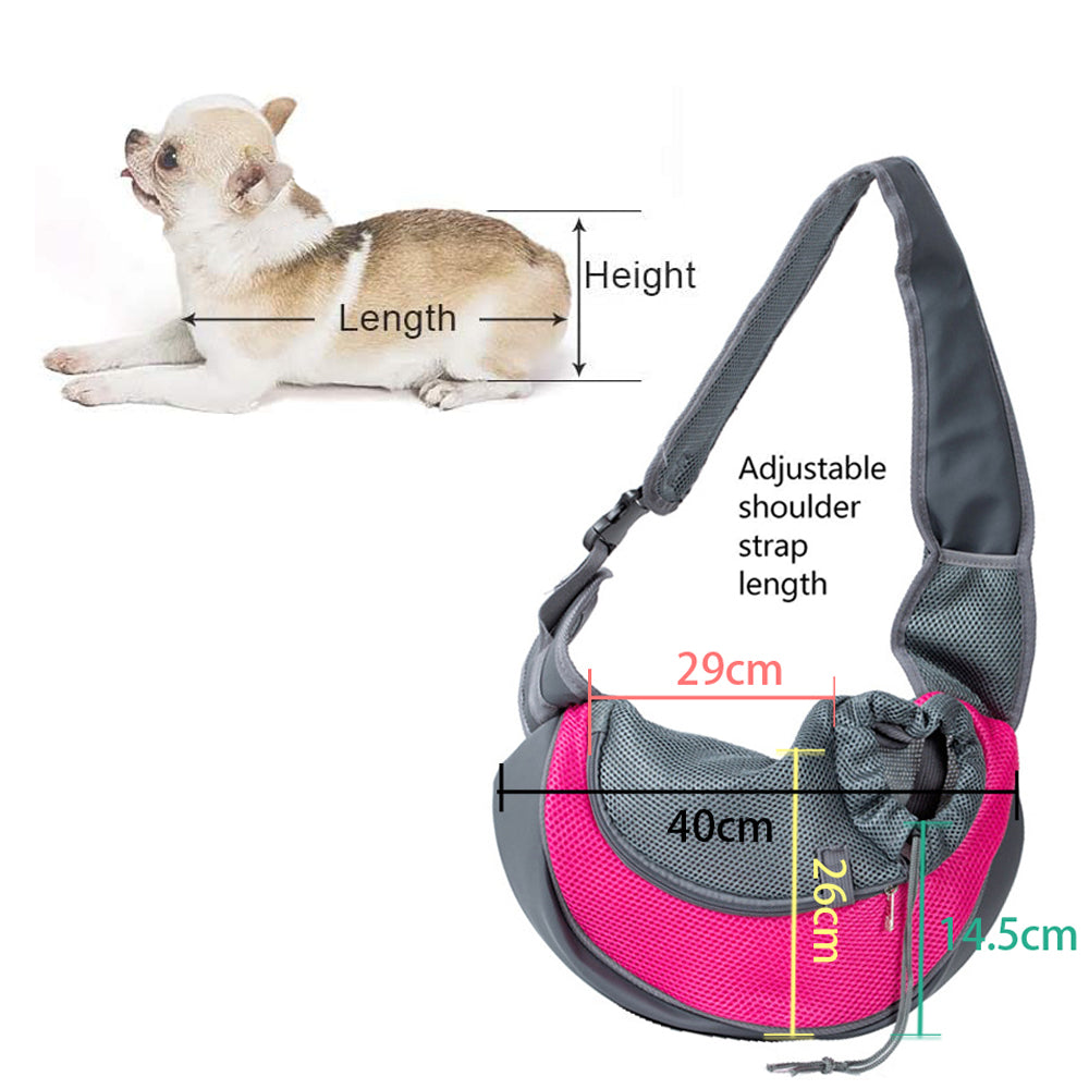 Pet Dog Sling Carrier Outdoor Adjustable Shoulder Bag Mesh Bag for Small Dogs Cats Puppies Rose Red M
