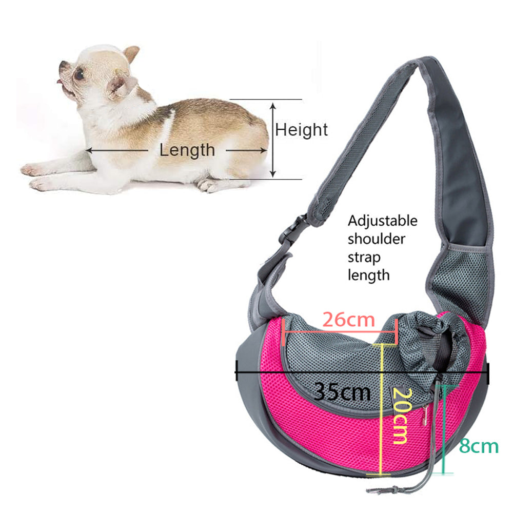 Pet Dog Sling Carrier Outdoor Adjustable Shoulder Bag Mesh Bag for Small Dogs Cats Puppies Rose Red S