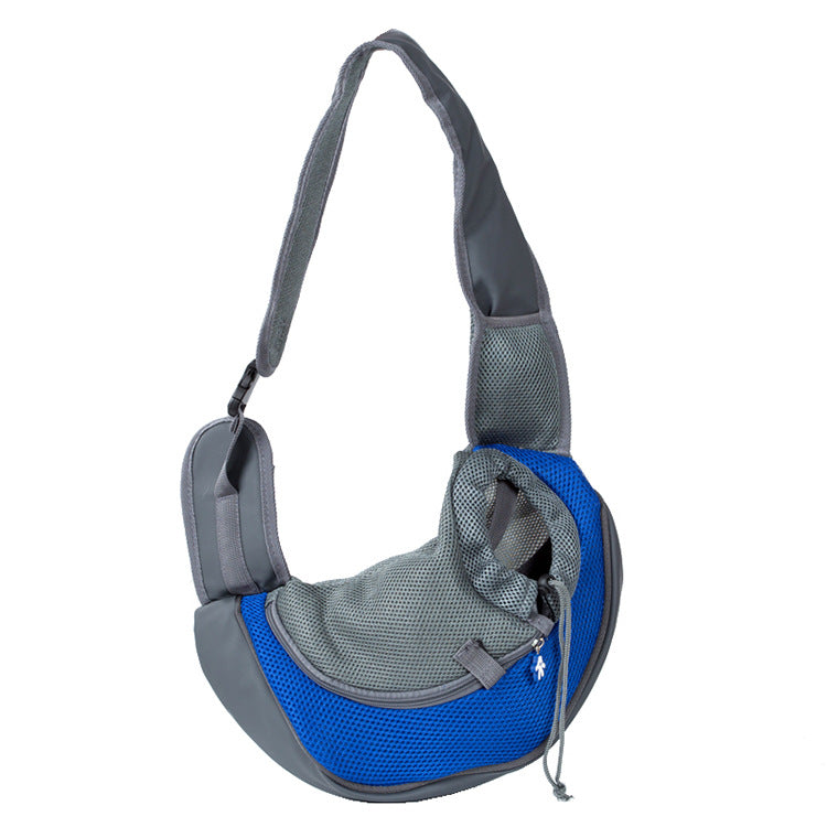 Pet Dog Sling Carrier Outdoor Adjustable Shoulder Bag Mesh Bag for Small Dogs Cats Puppies Blue M