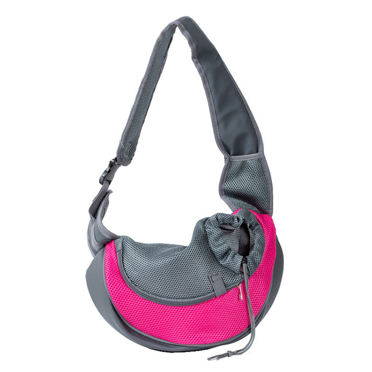 Pet Dog Sling Carrier Outdoor Adjustable Shoulder Bag Mesh Bag for Small Dogs Cats Puppies Rose Red M