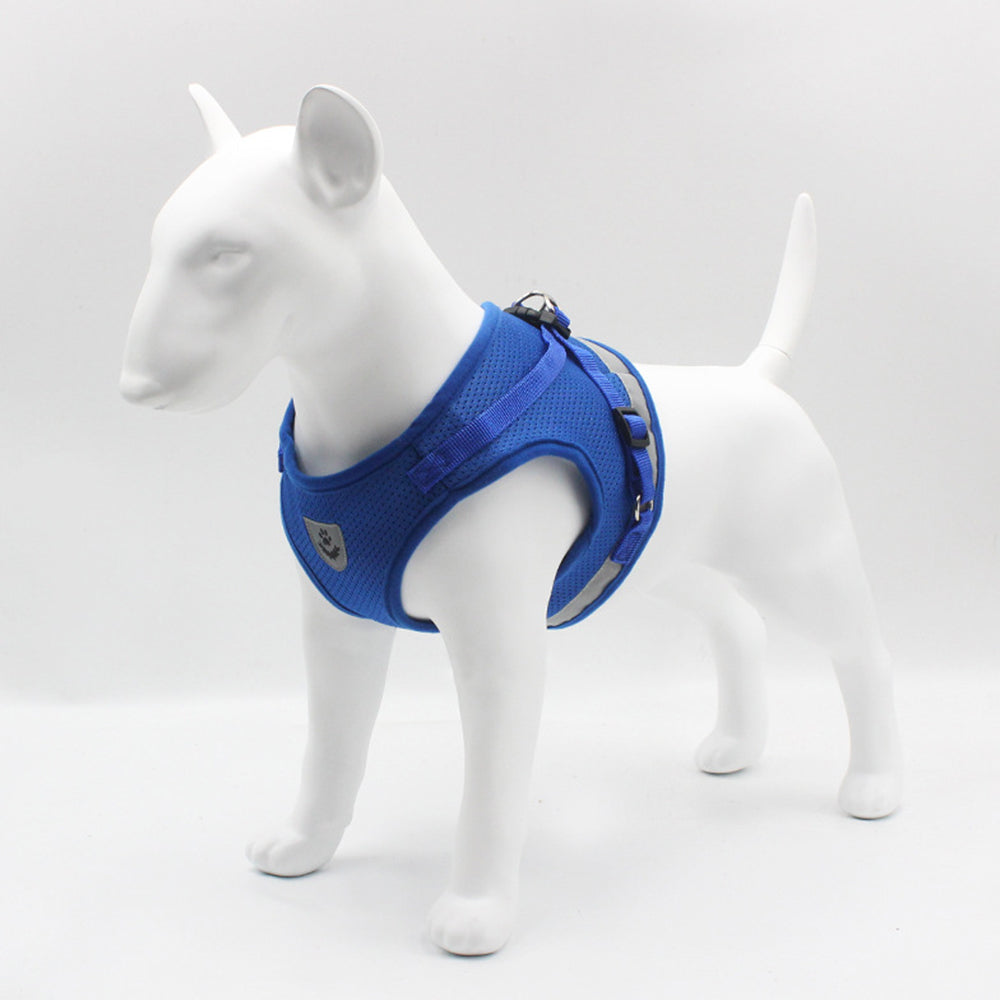 S Size Pet Dog Adjustable Harness Lead Leash Dog Reflective Harness Cat Lead Leash Dog Vest Blue
