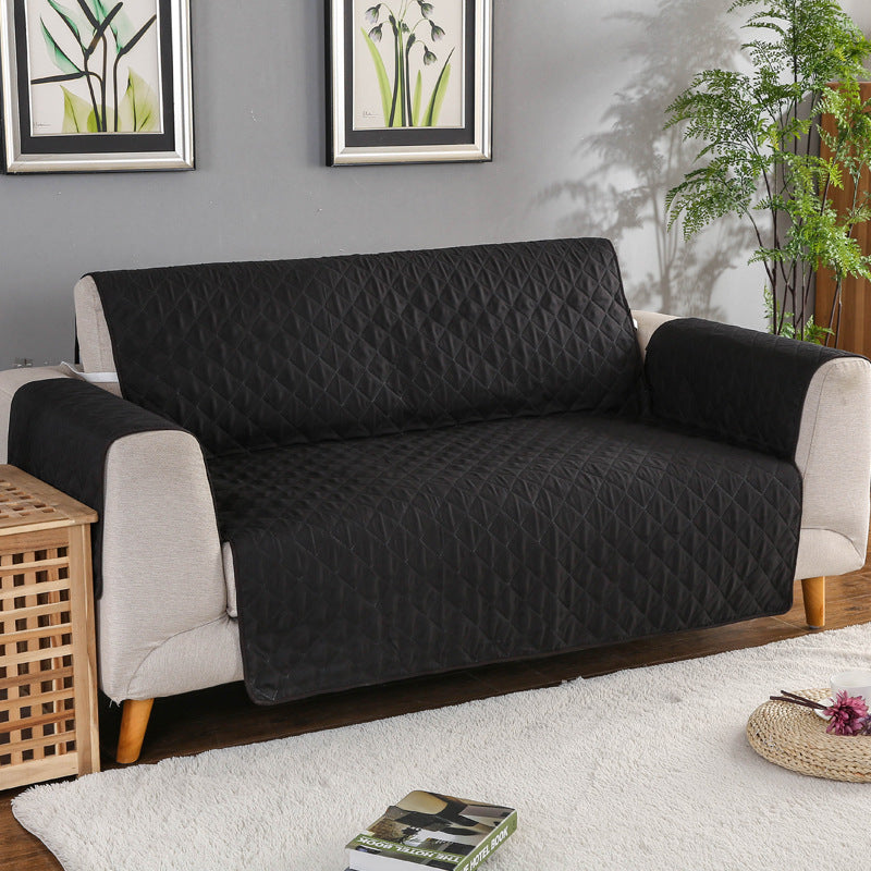 Quilted Leather Couch Sofa Cover Living Room Sofa Protector Slipcover Home Decoration Black for 2 Seater Sofa