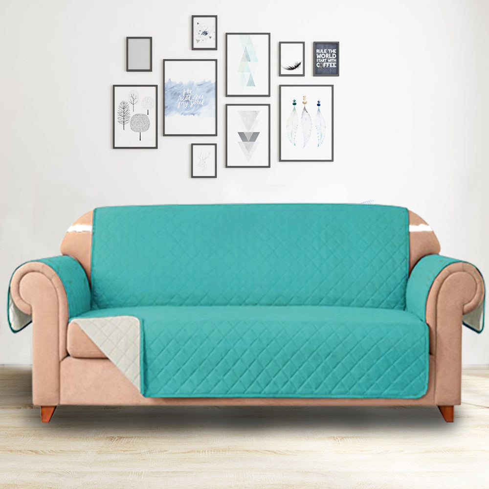 Quilted Leather Couch Sofa Cover Living Room Sofa Protector Slipcover Home Decoration Green for 3 Seater Sofa