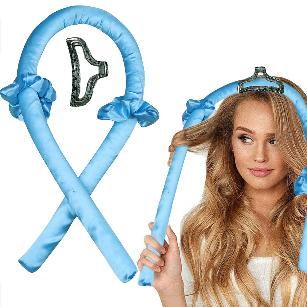 2 X Pink Light Blue Heatless Hair Curler Sponge Roller Foam Stick with Clip