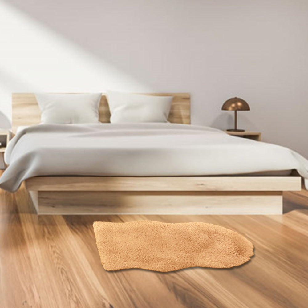 Khaki 50x80cm Floor Rug Ultra Soft Faux Fur Throw Rug Chair Ground Mat Couch Pad Area Rugs Bedside Carpet Mat for Bedroom Living Room