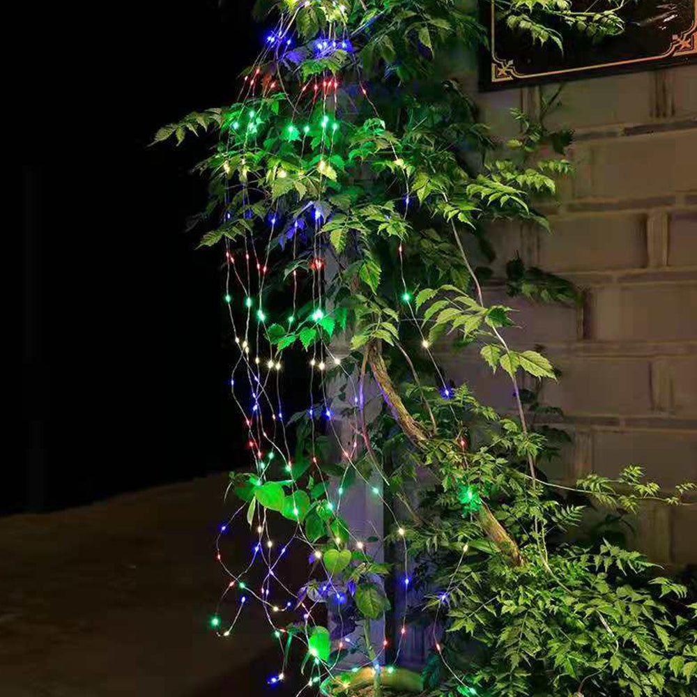 200 LED Solar Waterfall Light 2M Christmas Tree Lights Waterfall String Light Curtain Lights Colorful