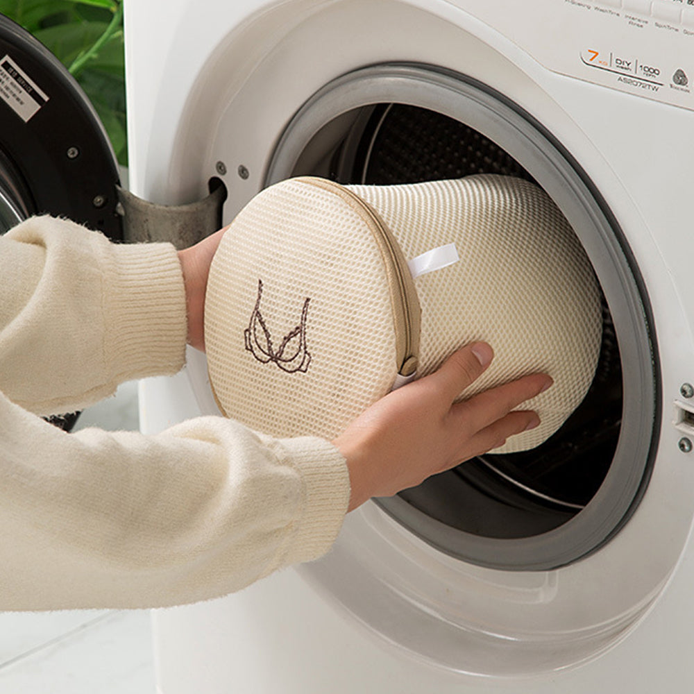 6Pcs Beige Laundry Bags Embroidery Pattern Washing Machine Travel Clother Bags