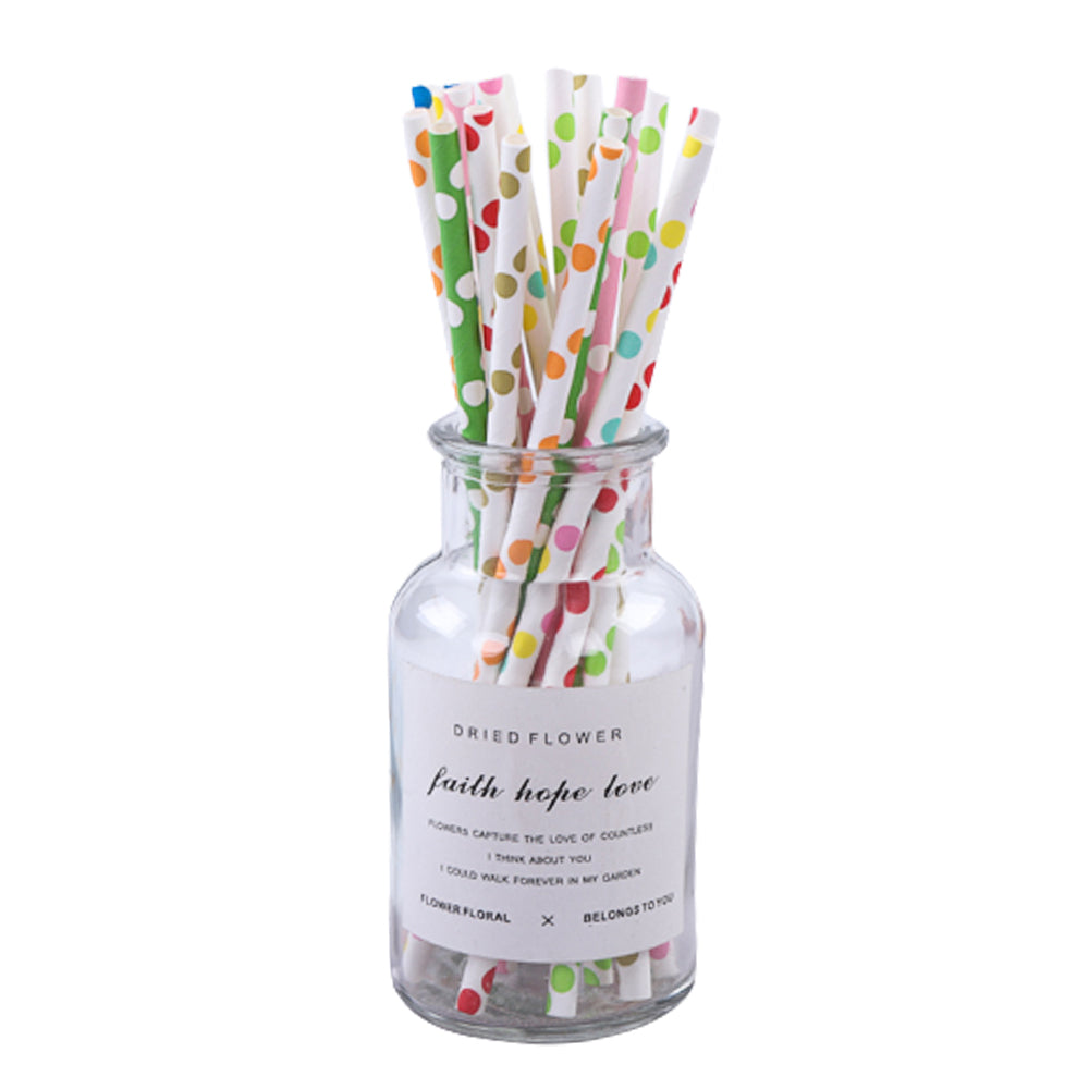 200Pcs Colourful Paper Drinking Straws Biodegradable Disposable Straws Randomly