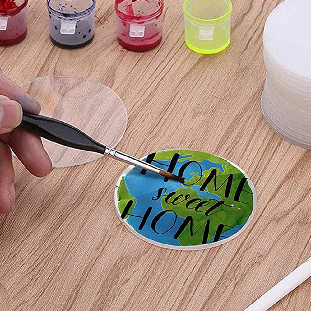 30Pcs Round Shape DIY Clear Acrylic Boards Christmas Keychains Xmas Signs Display
