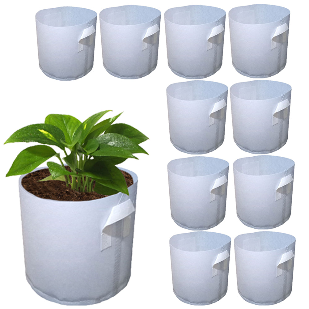 10Pcs XL Biodegradable Non-woven Fabric Plants Nursery Grow Bags Seedling Pots with Handle