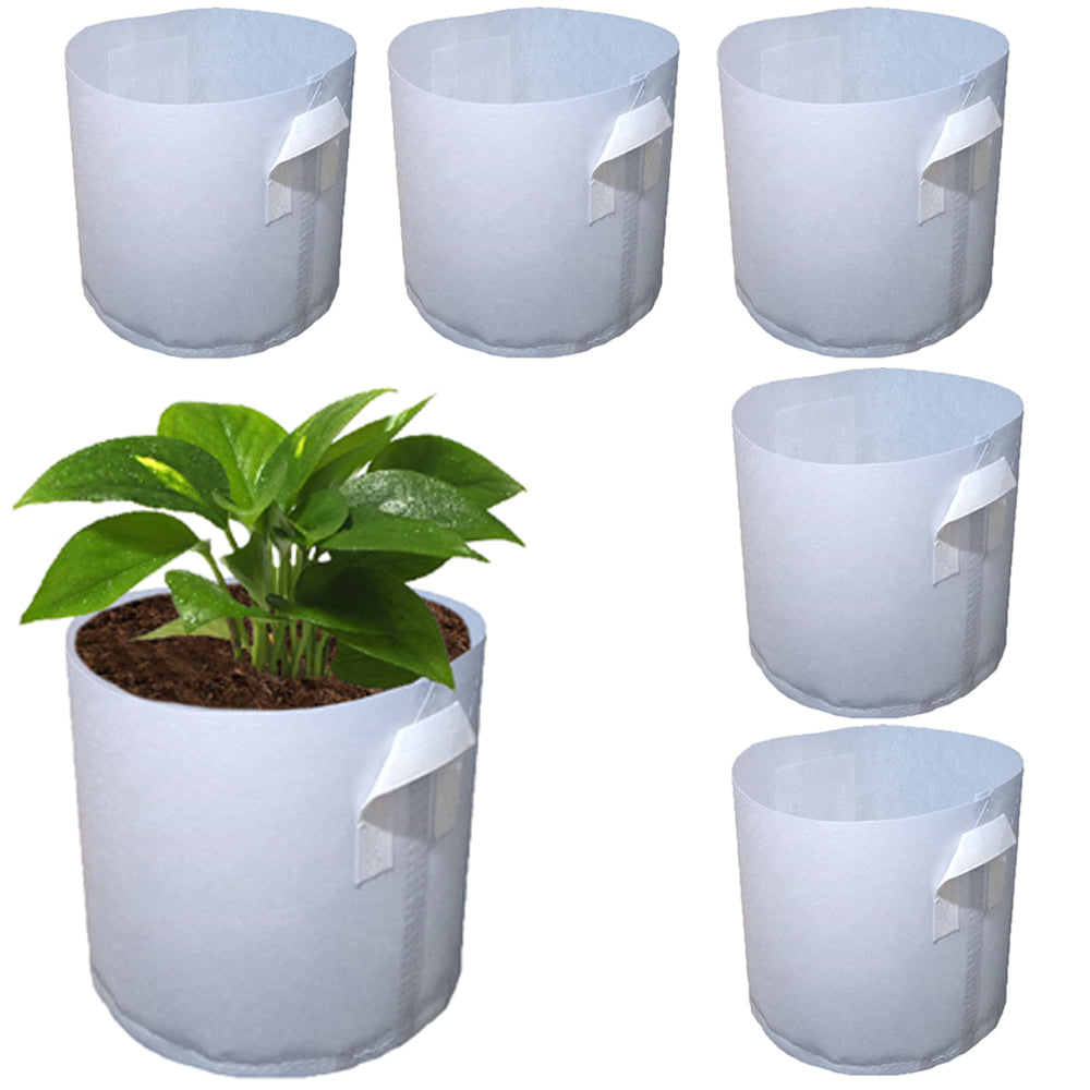 5Pcs S Biodegradable Non-woven Fabric Plants Nursery Grow Bags Seedling Pots with Handle