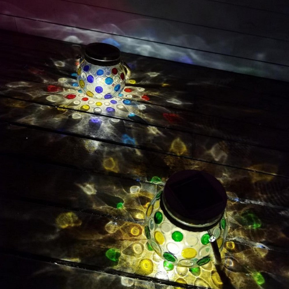 4 X Solar Stained Glass Mason Jar Lights Warm White Night Light