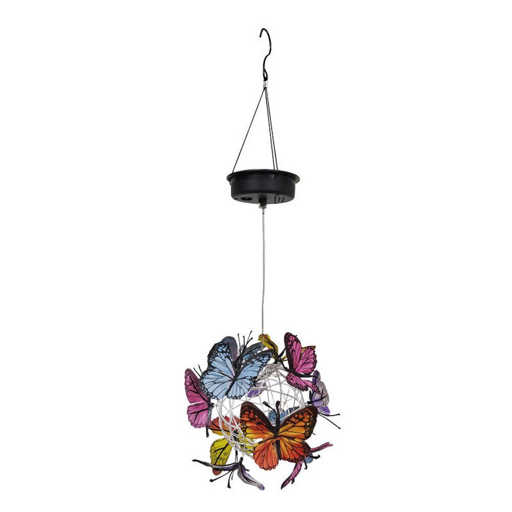 2 X Solar Butterfly Ball Hanging Lights Round Outdoor Garden Decor Pendant