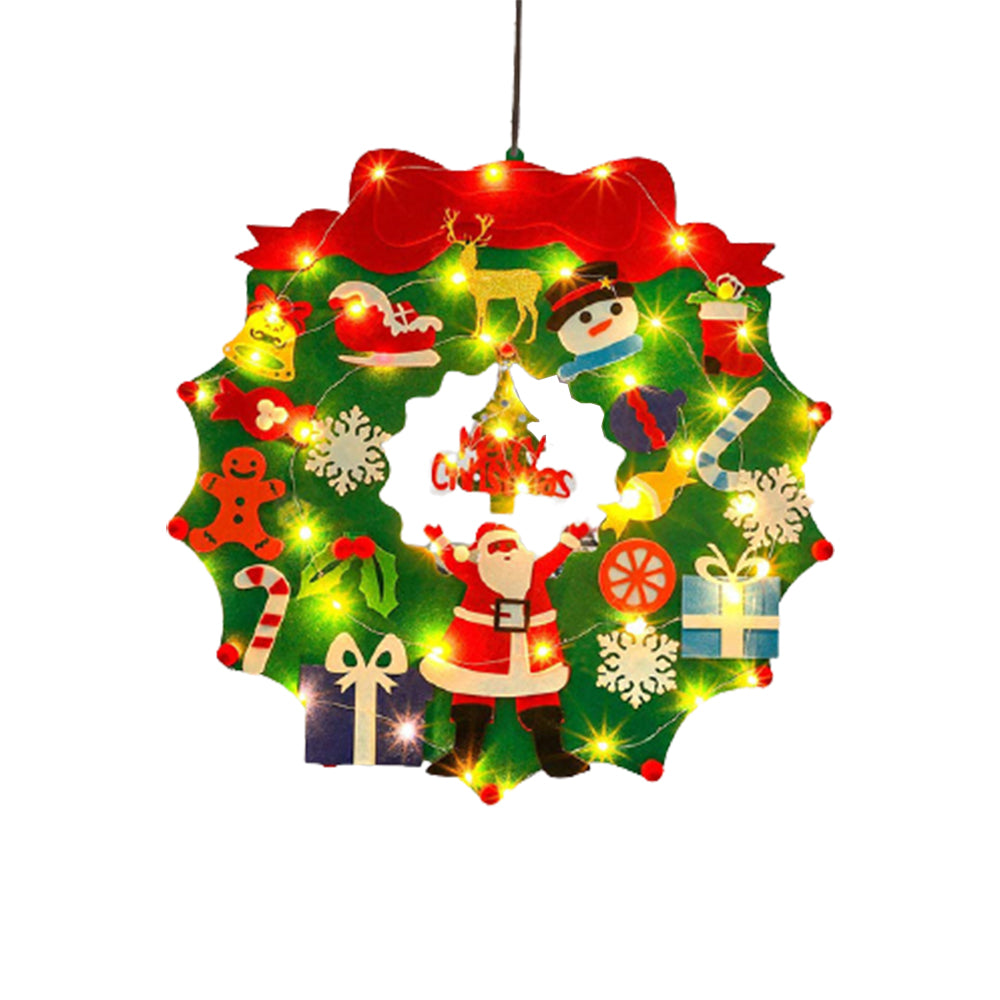 DIY Felt Christmas Wreath Wall Hanging Decor WITH Light