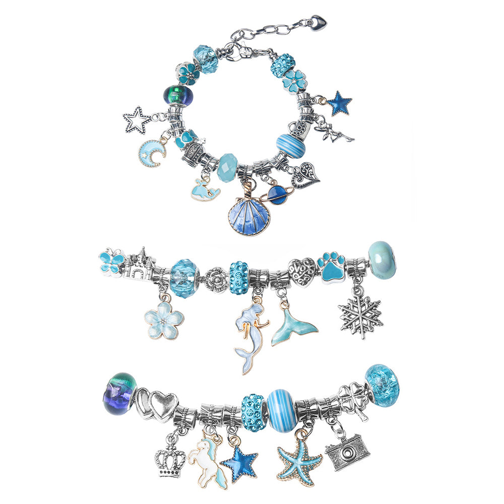 Blue 63Pcs DIY Bracelet Making Kit Pendant Bracelet Ornaments