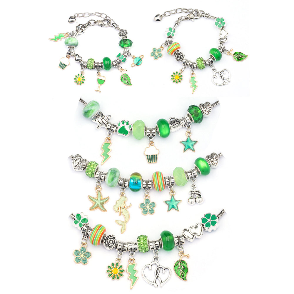 Green 63Pcs DIY Bracelet Making Kit Pendant Bracelet Ornaments