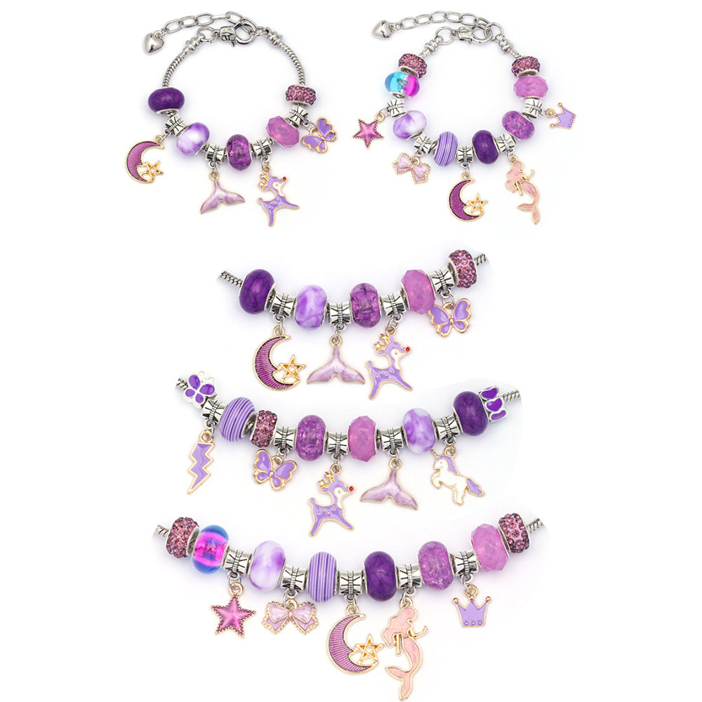Purple 63Pcs DIY Bracelet Making Kit Pendant Bracelet Ornaments