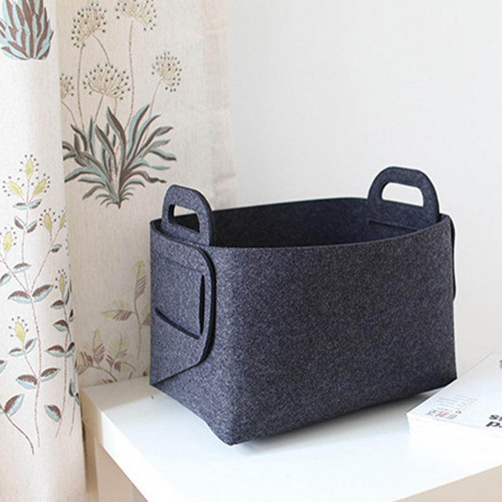 2 X L Dark Grey Collapsible Felt Storage Bin Storage Basket