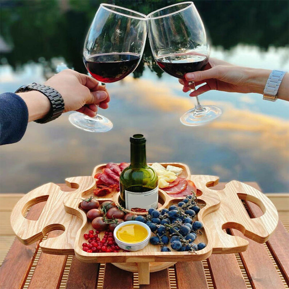 2 X Wooden Picnic Table Outdoor Mini Wine Rack