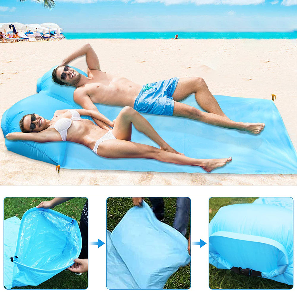 Four Seat Portable Beach Mat with Air Pillow Outdoor Camping Picnic Mat