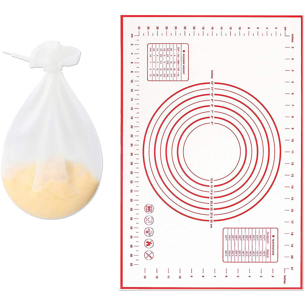 Medium Silicone Kneading Dough Bag & Non-Stick Silicone Baking Mat