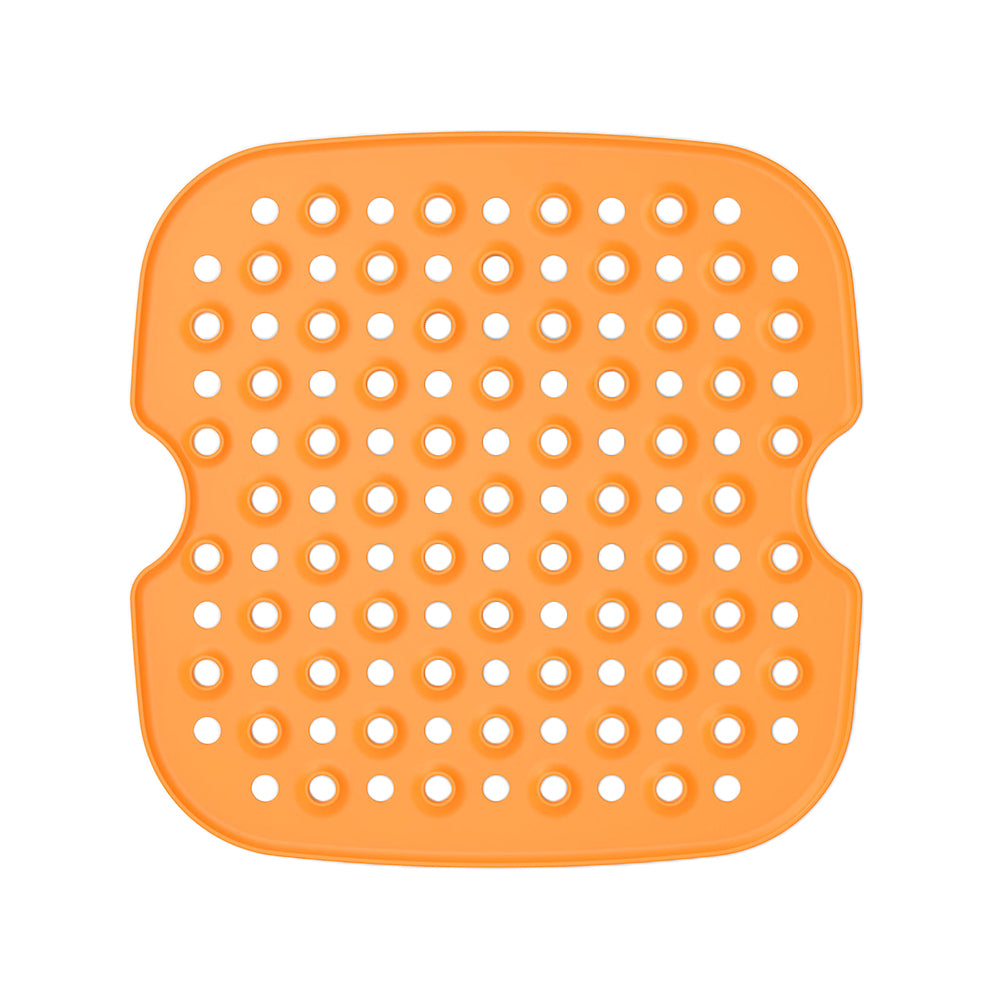 2 X Medium FDA Certified Silicone Reusable Air Fryer Liner Square Orange