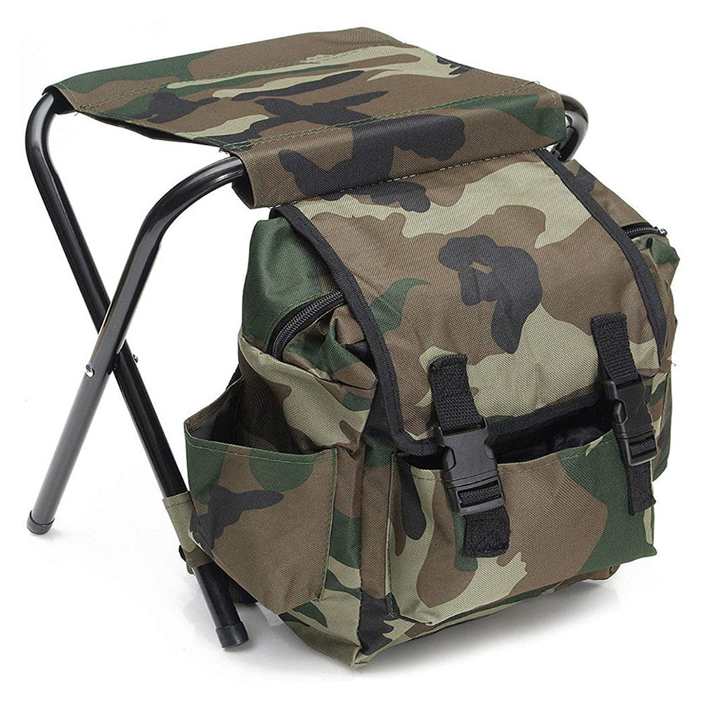2 In 1 Backpack Chair Foldable Camping Chair Hiking Bag with Sided Pocket
