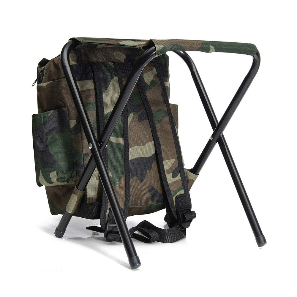 2 In 1 Backpack Chair Foldable Camping Chair Hiking Bag with Sided Pocket