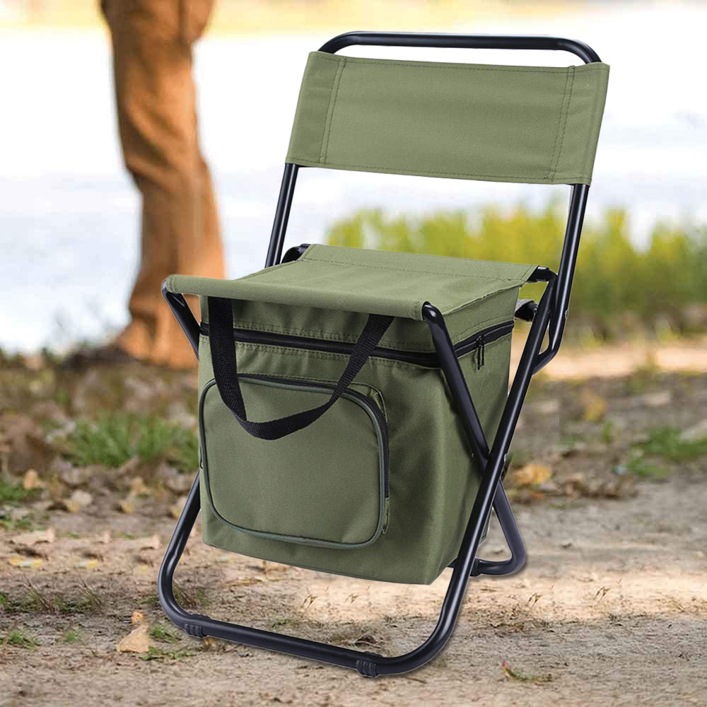 3 in 1 Portable Cooler Backpack Chair Camping Stool Fishing Chair with Backrest