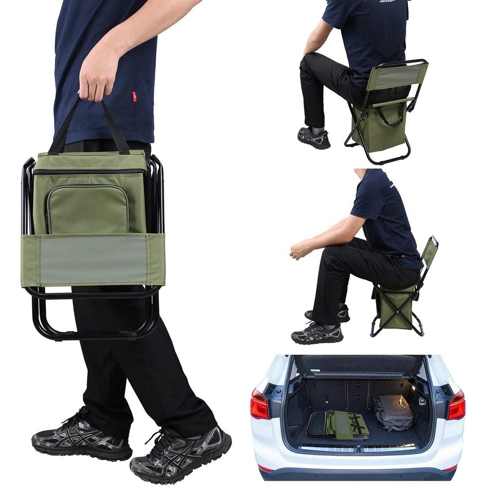 3 in 1 Portable Cooler Backpack Chair Camping Stool Fishing Chair with Backrest