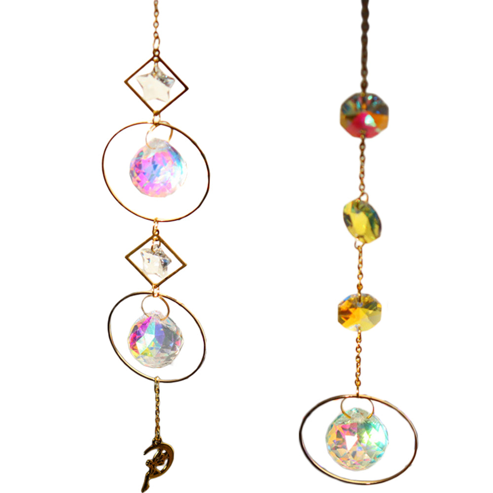 2X Rhinestone Suncatcher Hanging Sun Catcher Rainbow Prism Window Home Decor