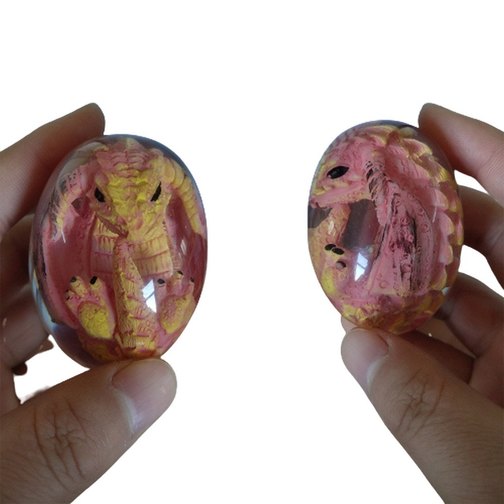 Pink Resin Transparent Lava Dragon Egg Sculpture Decor