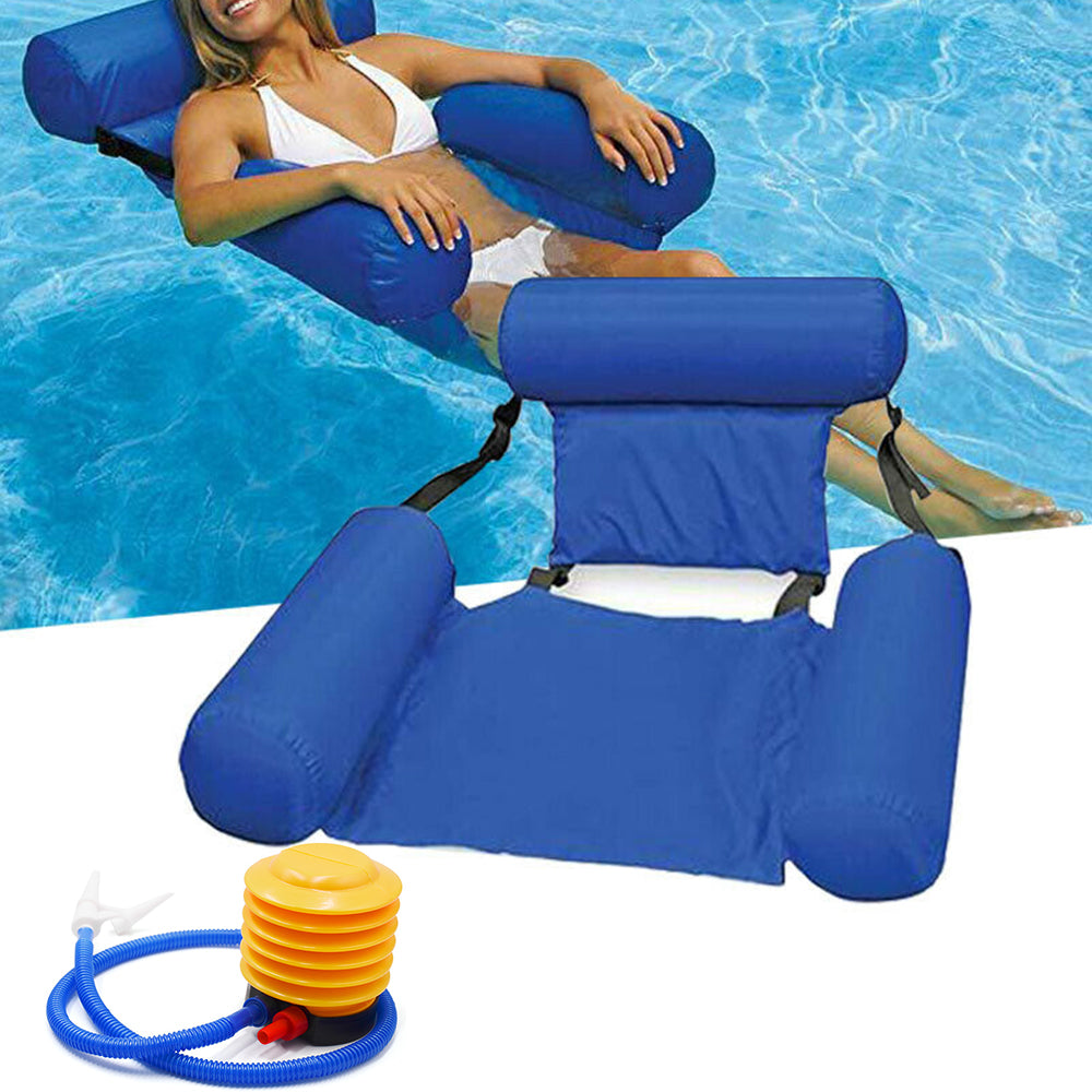 One Inflatable Floating Hammock Float Swimming Pool Chair with One Air Pump