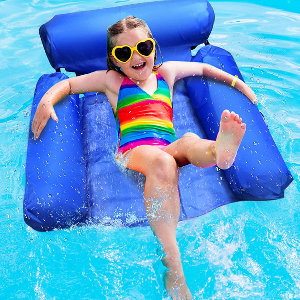 Two Inflatable Floating Hammock Float Swimming Pool Chair with One Air Pump