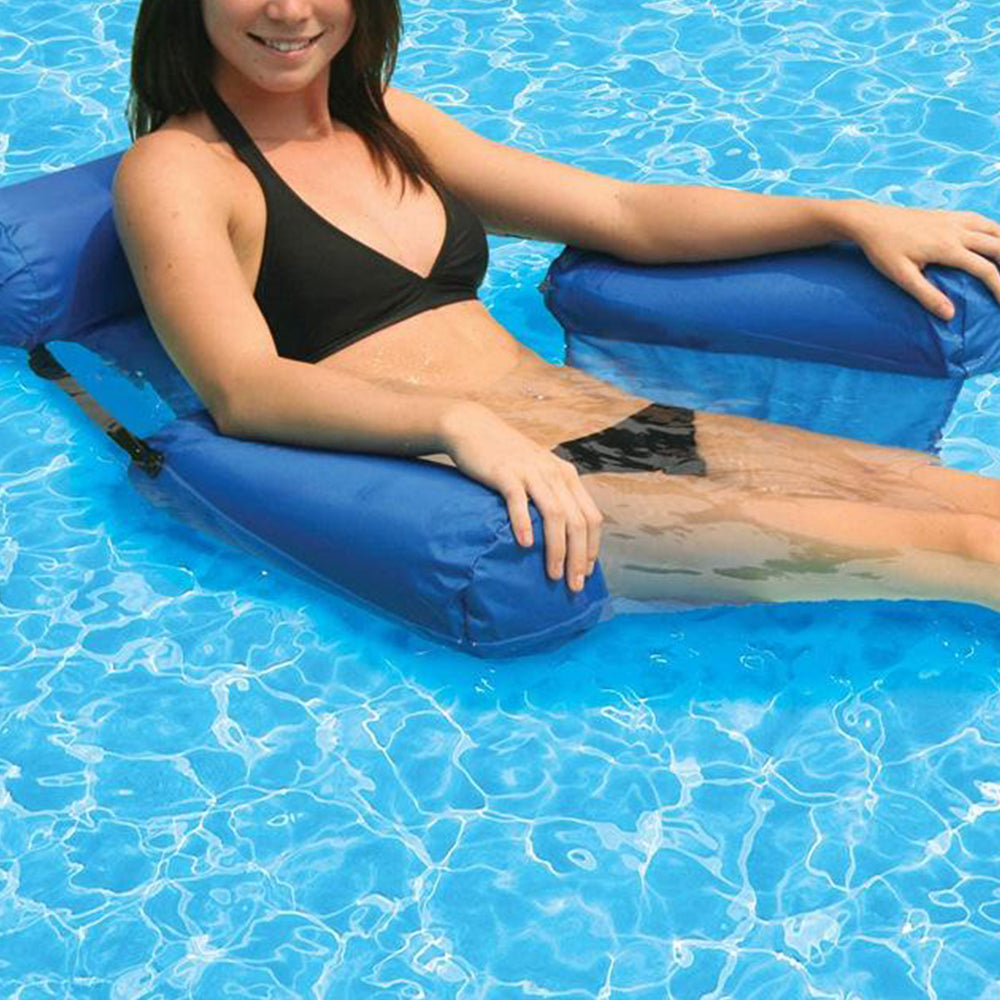 Two Inflatable Floating Hammock Float Swimming Pool Chair with One Air Pump