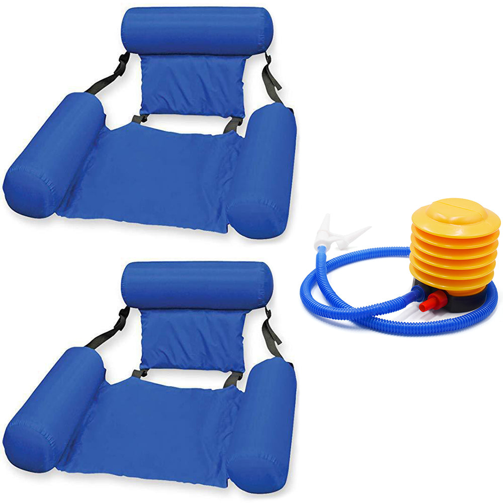 Two Inflatable Floating Hammock Float Swimming Pool Chair with One Air Pump