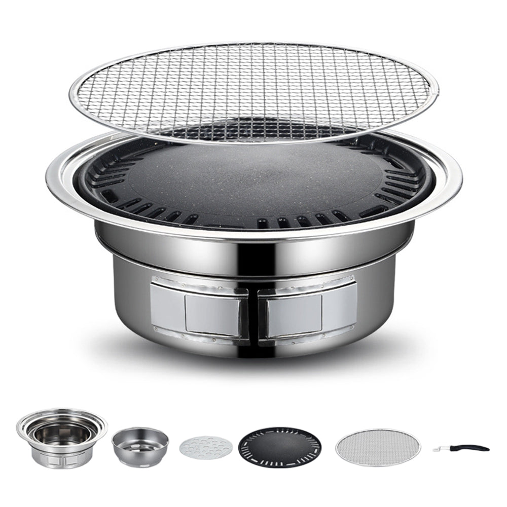 7Pcs Non-Stick BBQ Grill Pan Set Charcoal Barbecue Cooking Tool for Korean BBQ