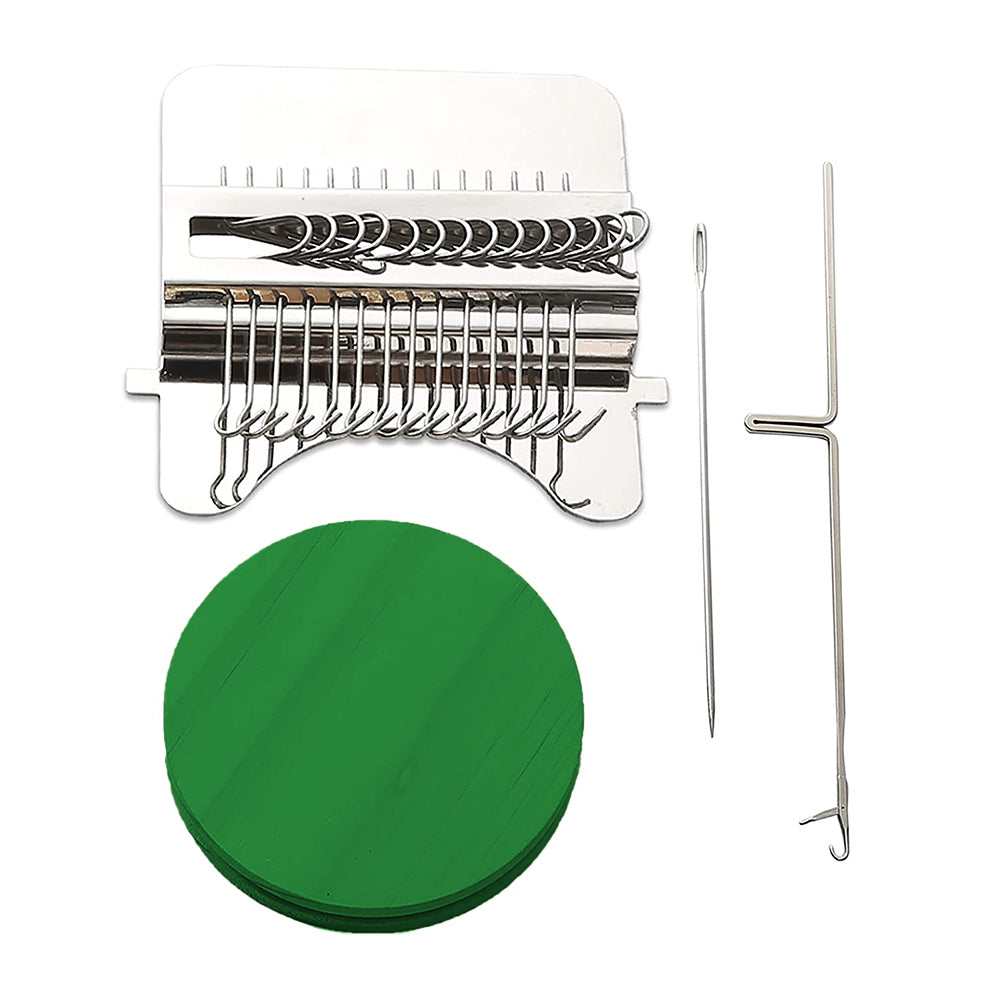 2 X Green Small Loom Speedweve Type Weave Tool Set DIY 14 Hooks Darning Machine