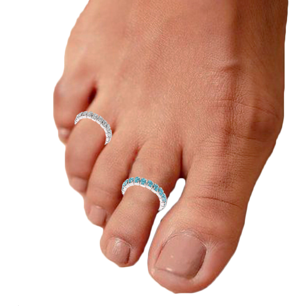 12PCS Elastic Colorful Rhinestones Toe Rings for Women Girls