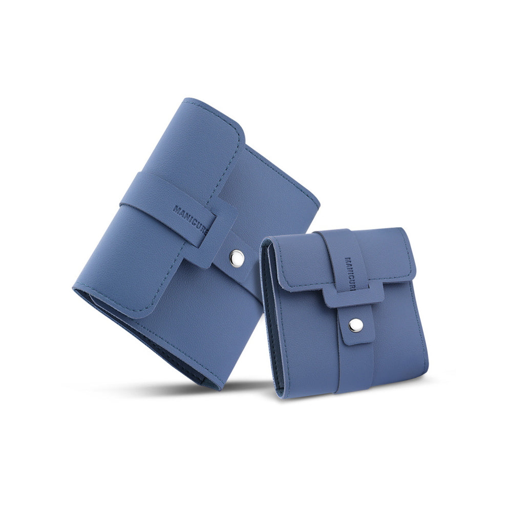 16pcs Manicure Pedicure Set Nail Scissors Grooming Kit with PU Leather Case Blue